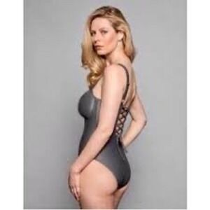 TA3 Lifty Swimsuit XL Short B/C Pewter Gray Corset Back One Piece NWT Snatched
